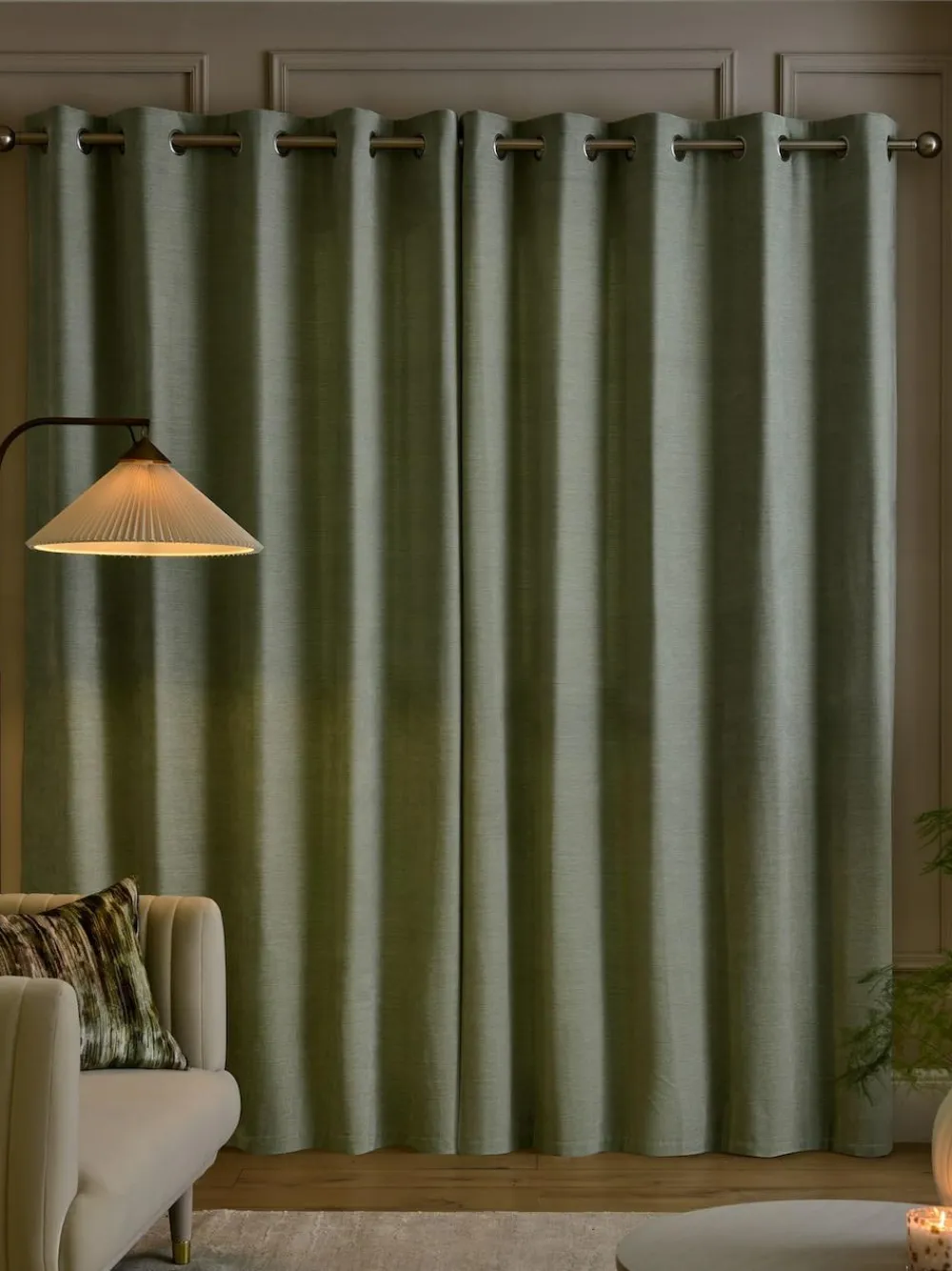 Next Fine Chenille Lined Eyelet Curtains^ Curtains & Blinds