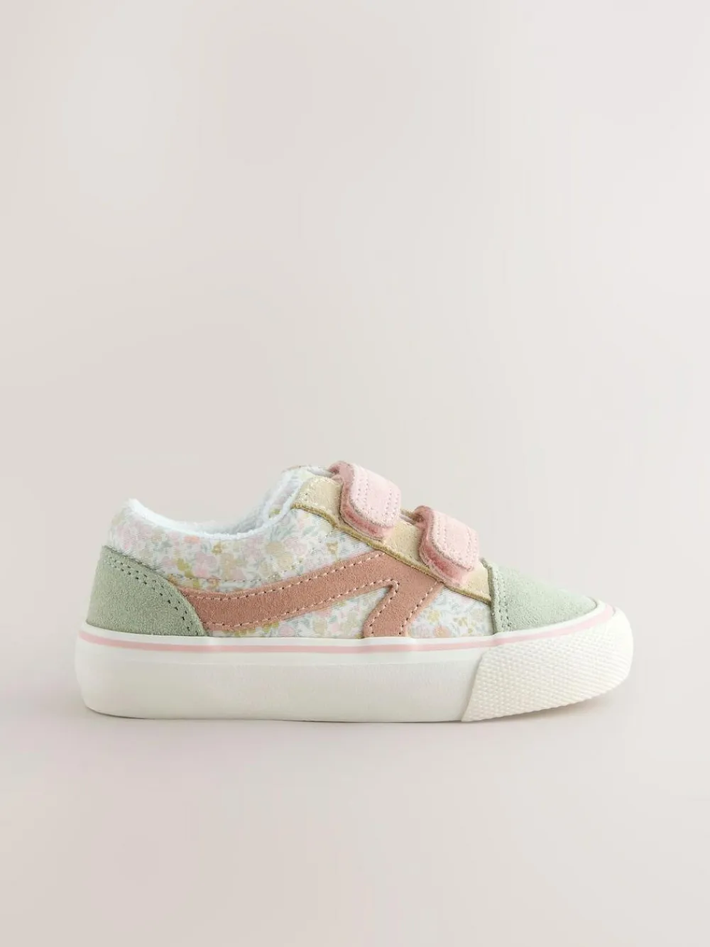 Outlet Next Standard Fit (F) Touch Fastening Trainers Sage Green Floral