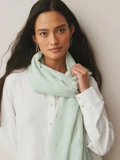 Next Sage Green Foil Lightweight Scarf^Women Hats, Gloves & Scarves|Hats, Gloves & Scarves