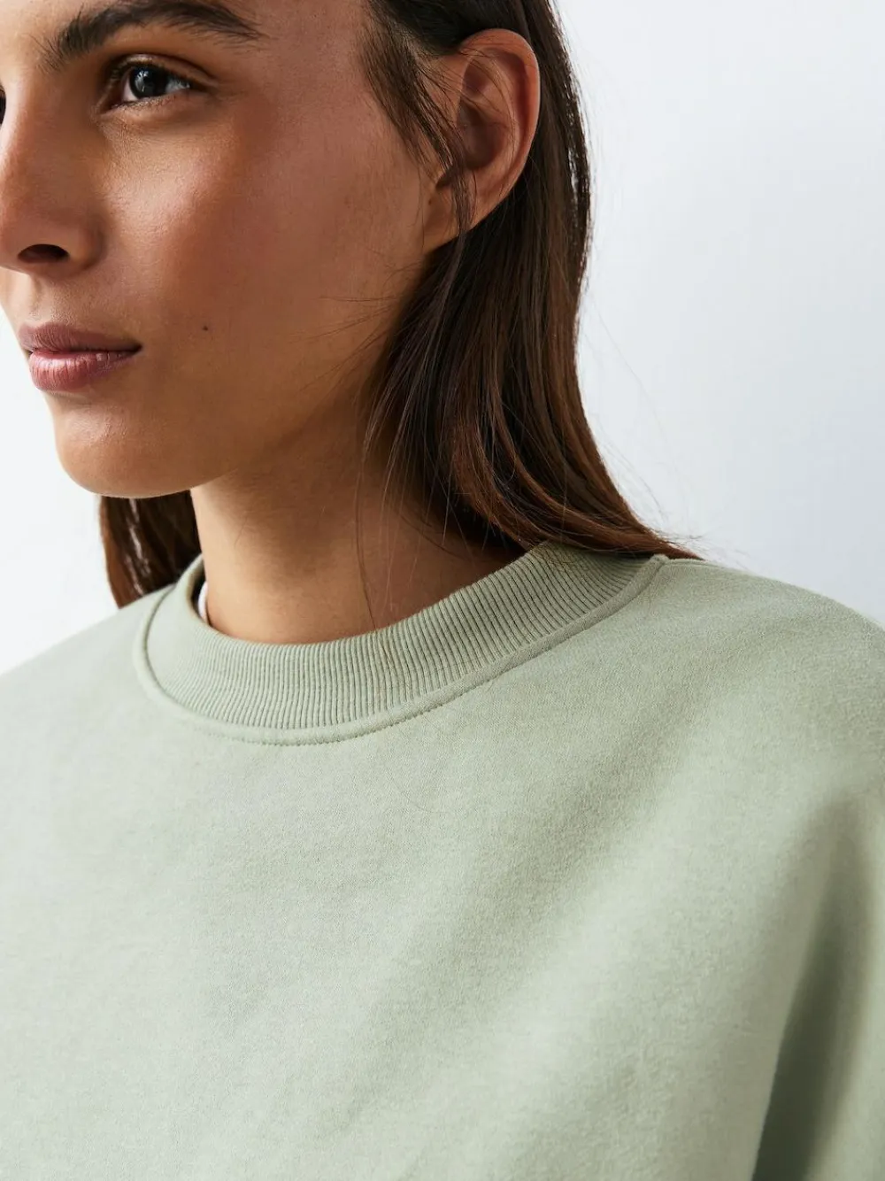 Sale Next Sage Green Supersoft Peached Essentials Crew Neck Seam Detail Sweatshirt