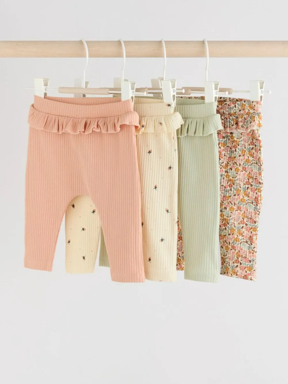 Next Sage Green/Coral/Ditsy Baby Leggings 4 Pack (0mths-2yrs)^ Pants & Leggings|Pants & Leggings