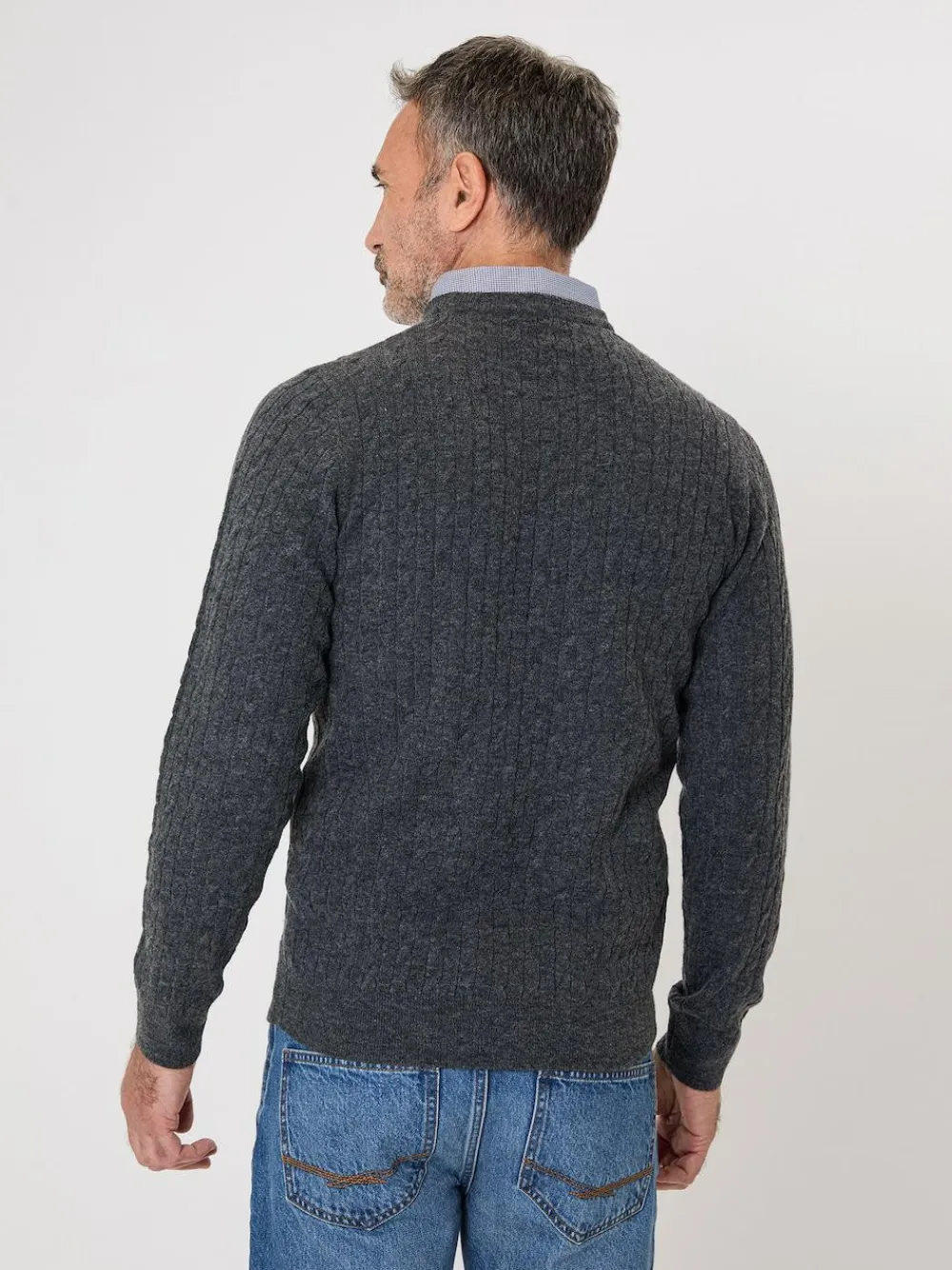 Best Saltwell Cable Knit Mock Shirt Jumper Grey