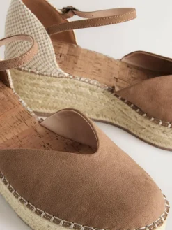 Discount Next Standard/Wide Fit Closed Toe Platform Espadrille Wedges Sand