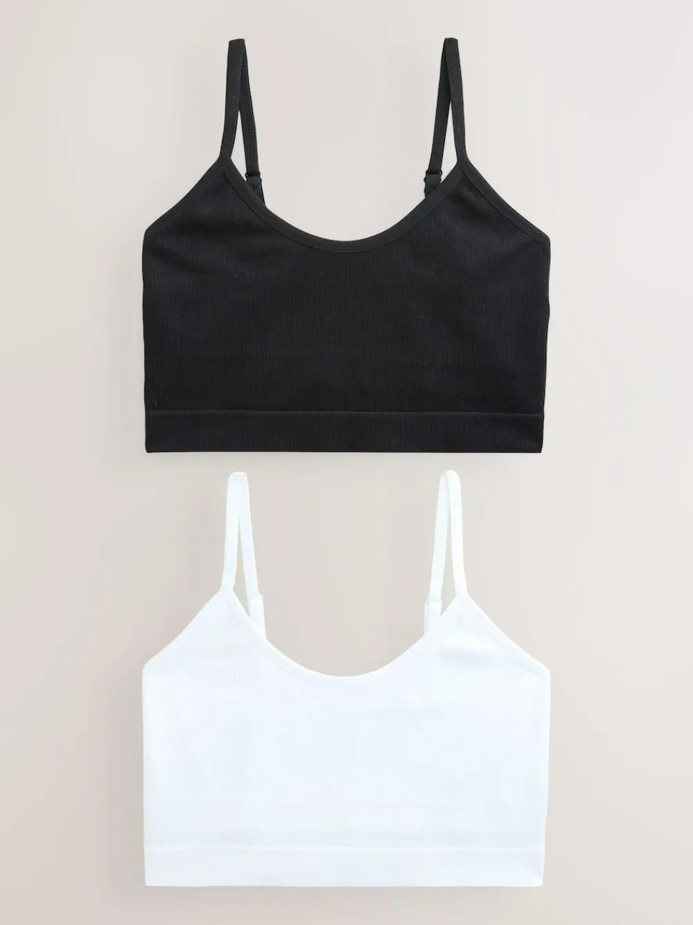 New self. Seamless Rib Long Line Bralette 2 Pack Black/White
