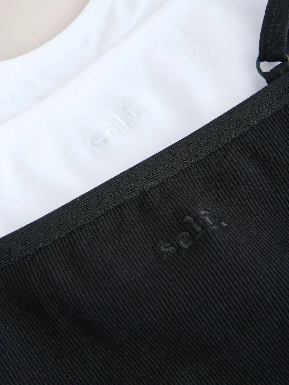 New self. Seamless Rib Long Line Bralette 2 Pack Black/White