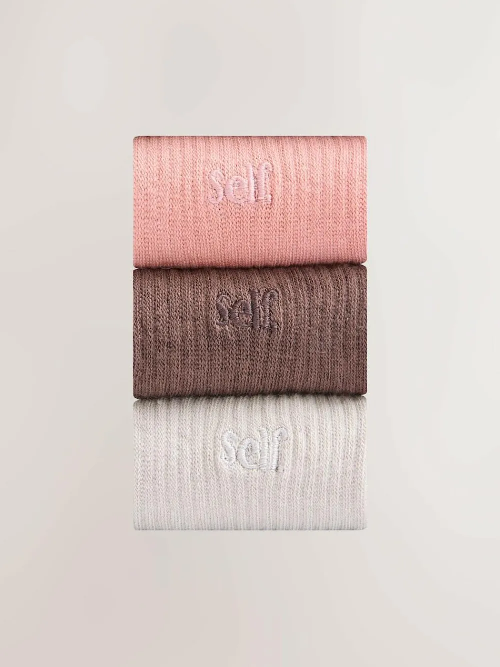 Sale self. Choc/Neutral/Pink 3 Pack Cushion Sole Lounge Ankle Socks 3 Pack