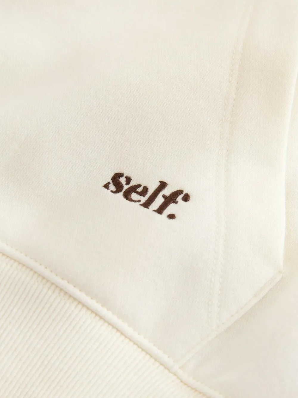 New self. Ecru Half Zip Collar Sweatshirt