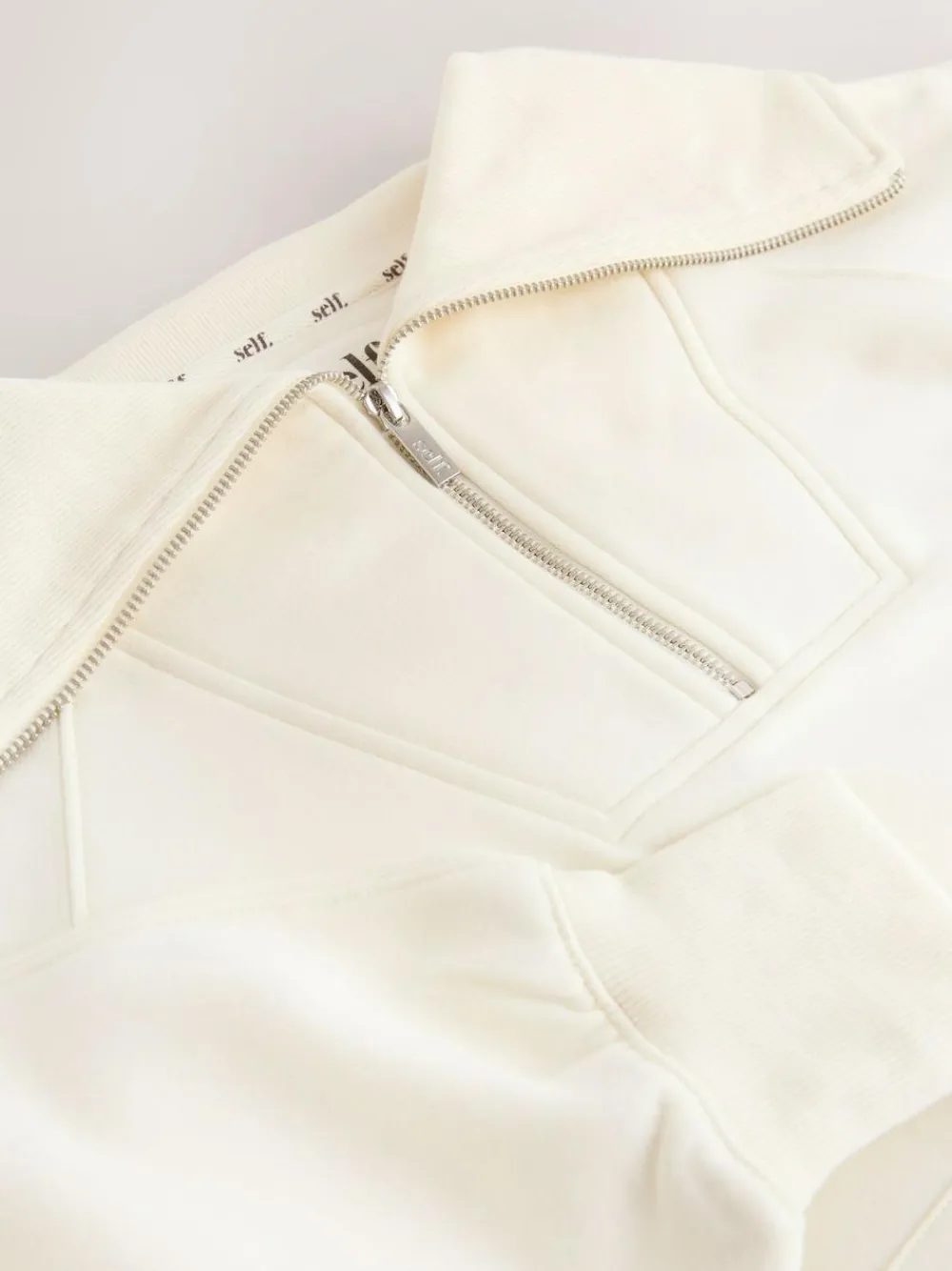 New self. Ecru Half Zip Collar Sweatshirt
