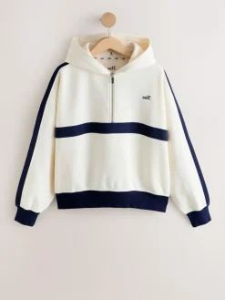 self. Ecru/Navy Half Zip Fleece Top^Women Loungewear|Hoodies & Sweatshirts