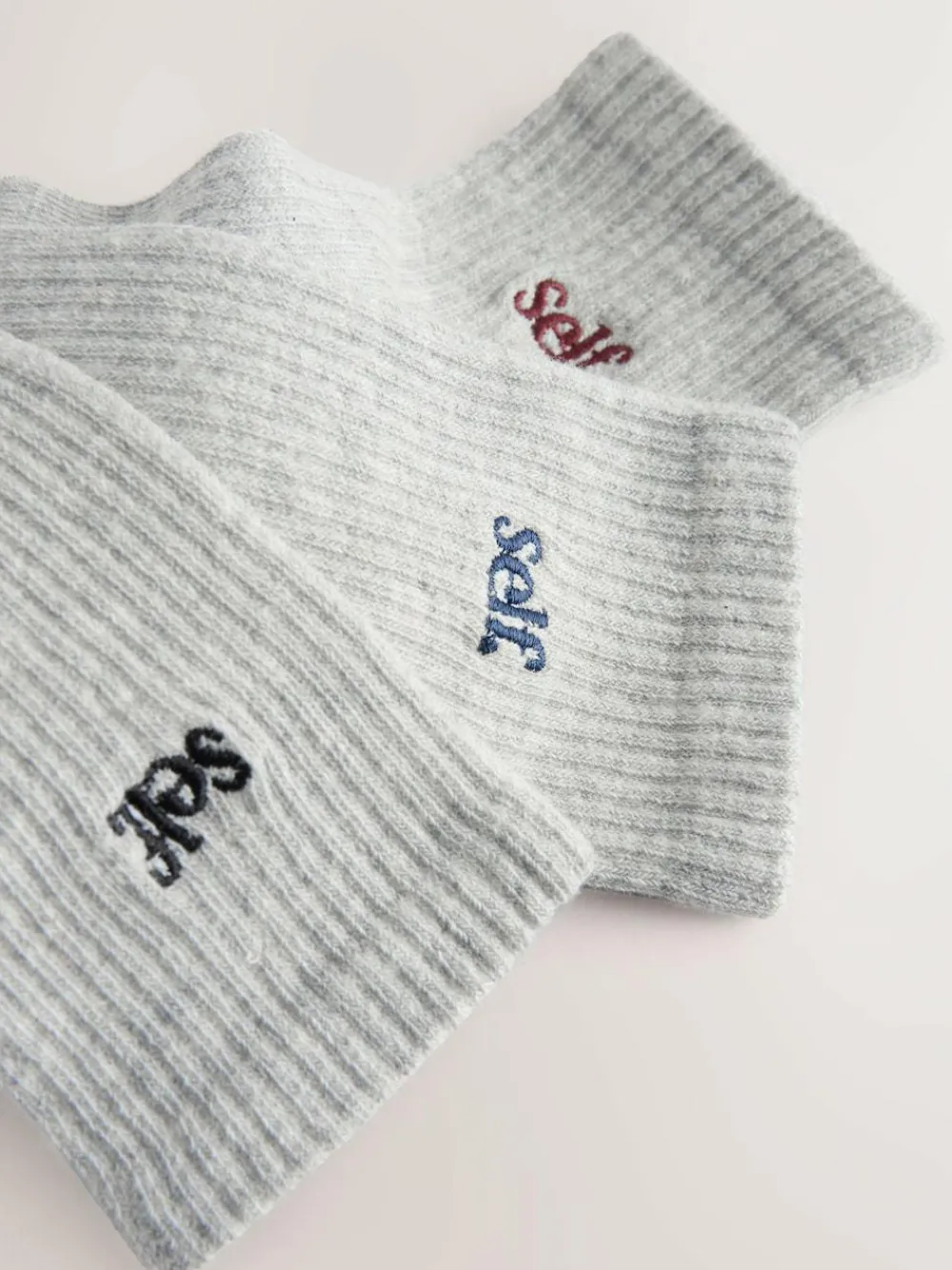 Hot self. Grey / Navy / Berry 3 Pack Cushion Sole Lounge Ankle Socks 3 Pack