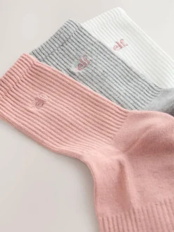 Online self. Mauve/Grey/Cream 3 Pack Cushion Sole Lounge Ankle Socks 3 Pack