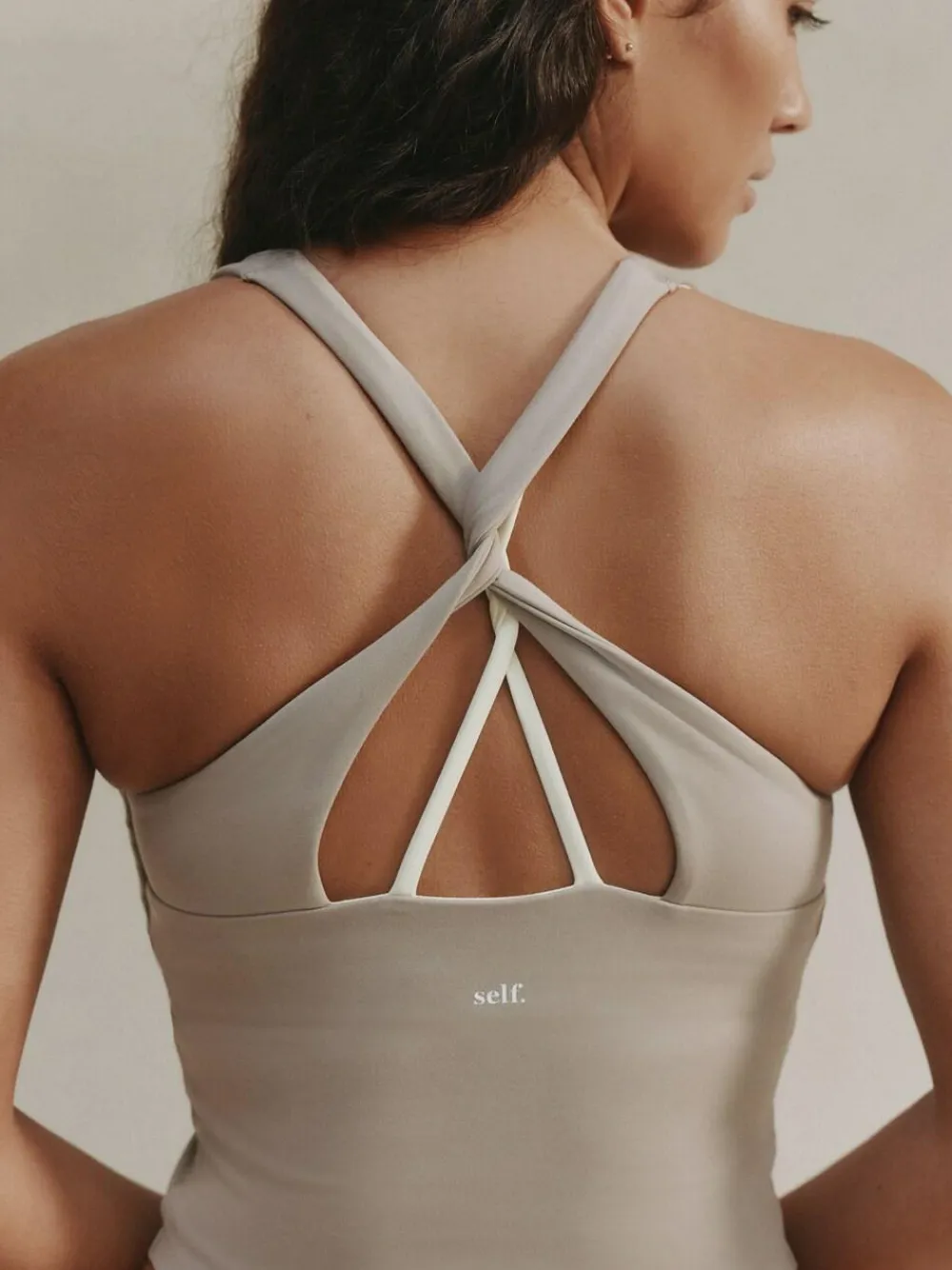 Hot self. Twist Back Crop Top Stone