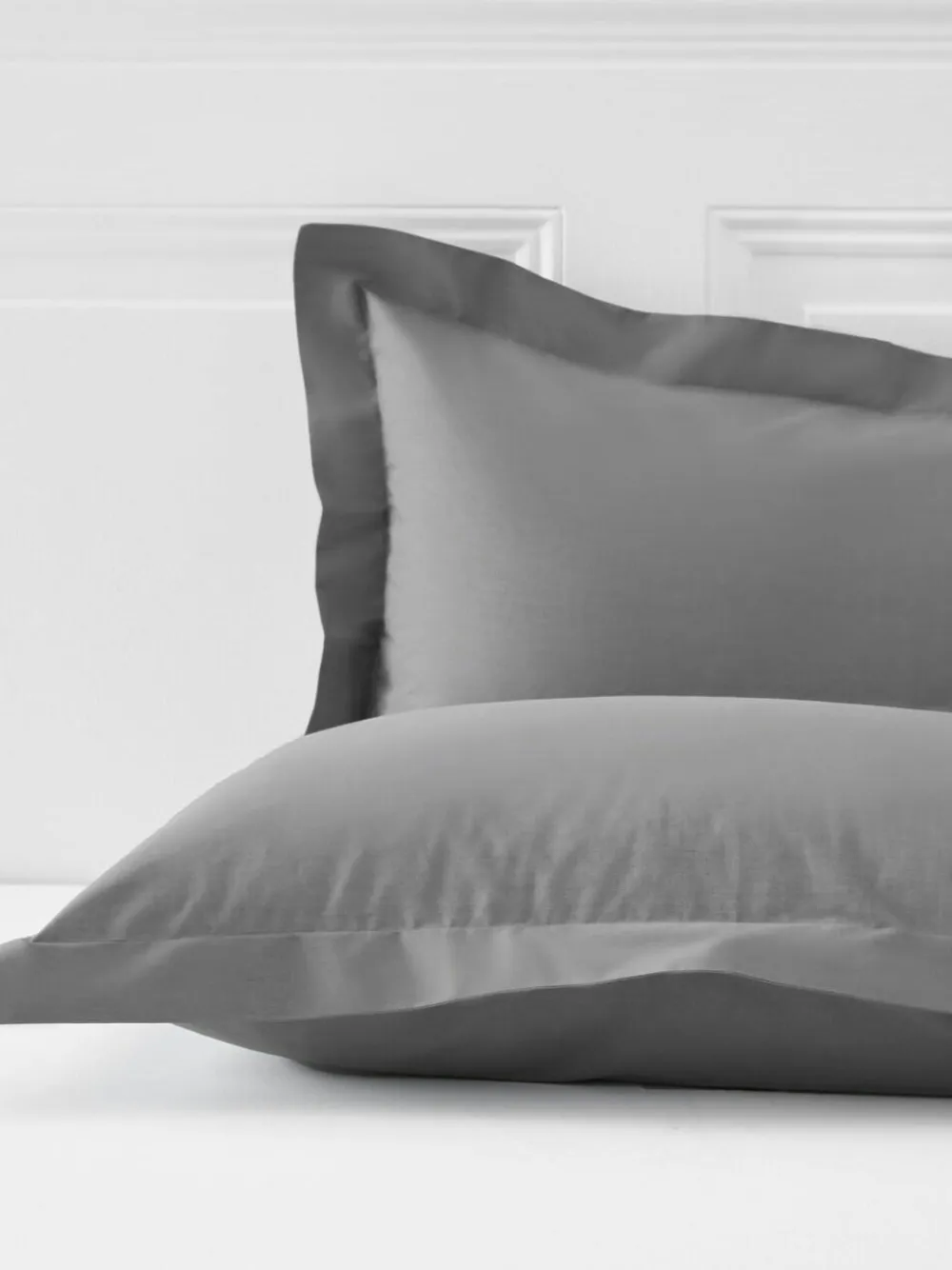 Next Set of 2 Grey Mid Cotton Rich Pillowcases^ Bedsheets & Pillow Cases