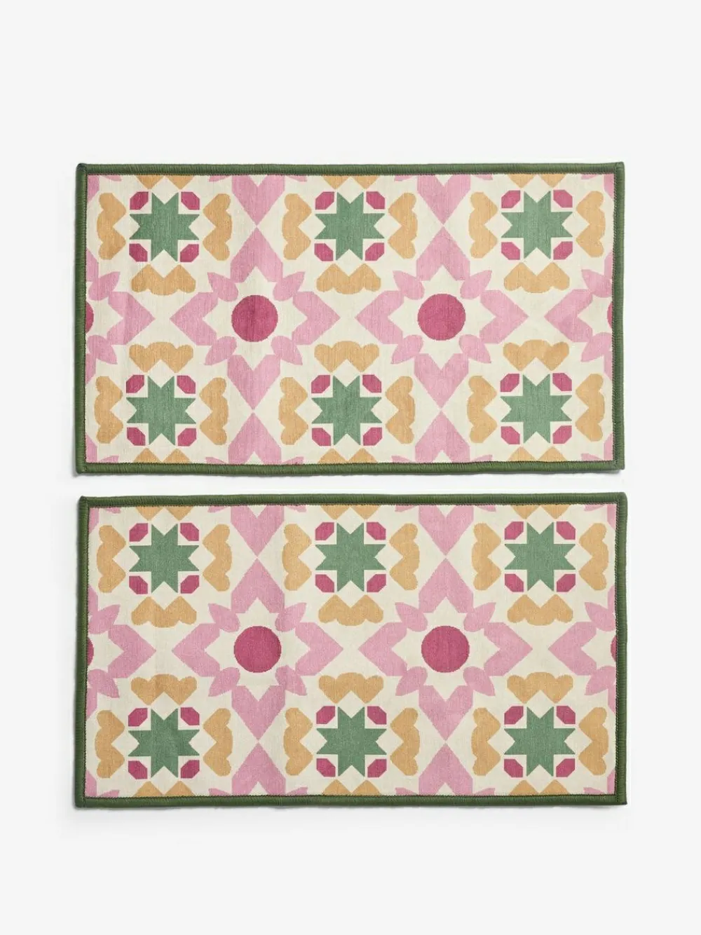 Next Set of 2 Pink Washable Geometric Tile Doormats^ Rugs & Runners