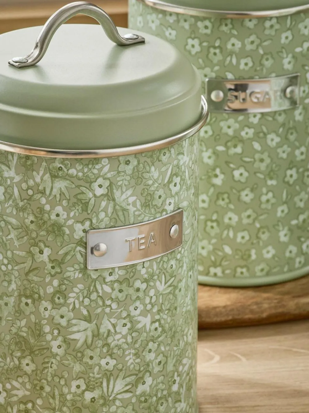 Discount Next Set of 3 Cordelia Ditsy Floral Storage Tins Sage Green