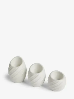 Online Next Set of 3 White Pleat Tea Light Candle Holders