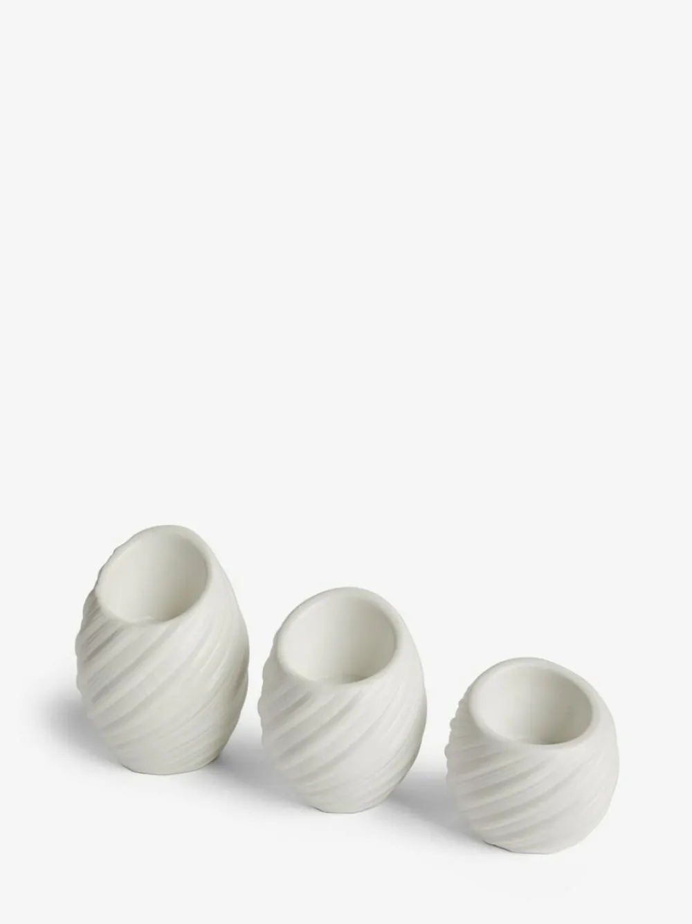 Online Next Set of 3 White Pleat Tea Light Candle Holders