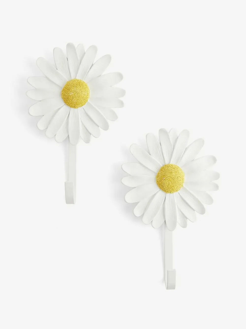 Online Next Set of 2 White Yellow Daisy Flower Hooks