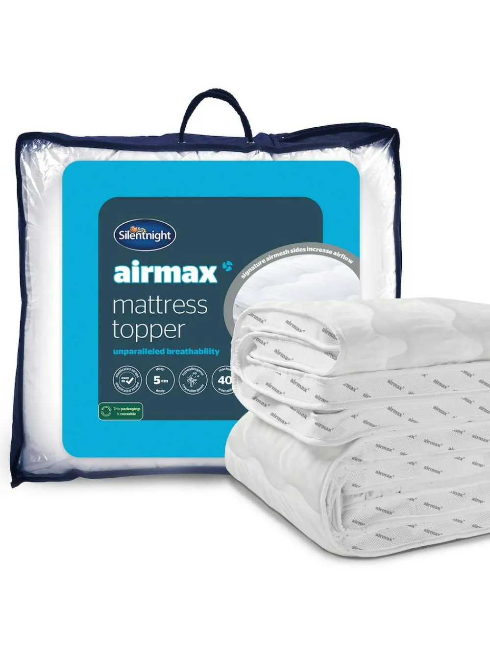 Outlet Silentnight White Airmax 500 5cm Mattress Topper