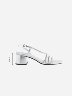 New Next Forever Comfort Square Toe Jewelled Strappy Block Heeled Sandals Silver
