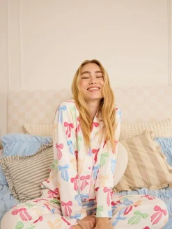 Skinnydip White Multicolour Bow Pyjama Set^Women Pyjamas