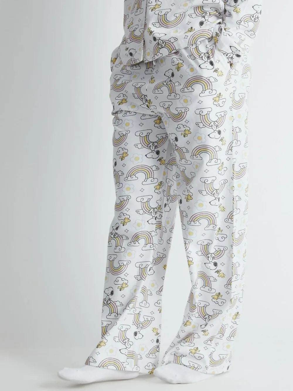 Skinnydip White Peanuts x Snoopy Rainbow Print Pyjama Set in Ecru^Women Pyjamas