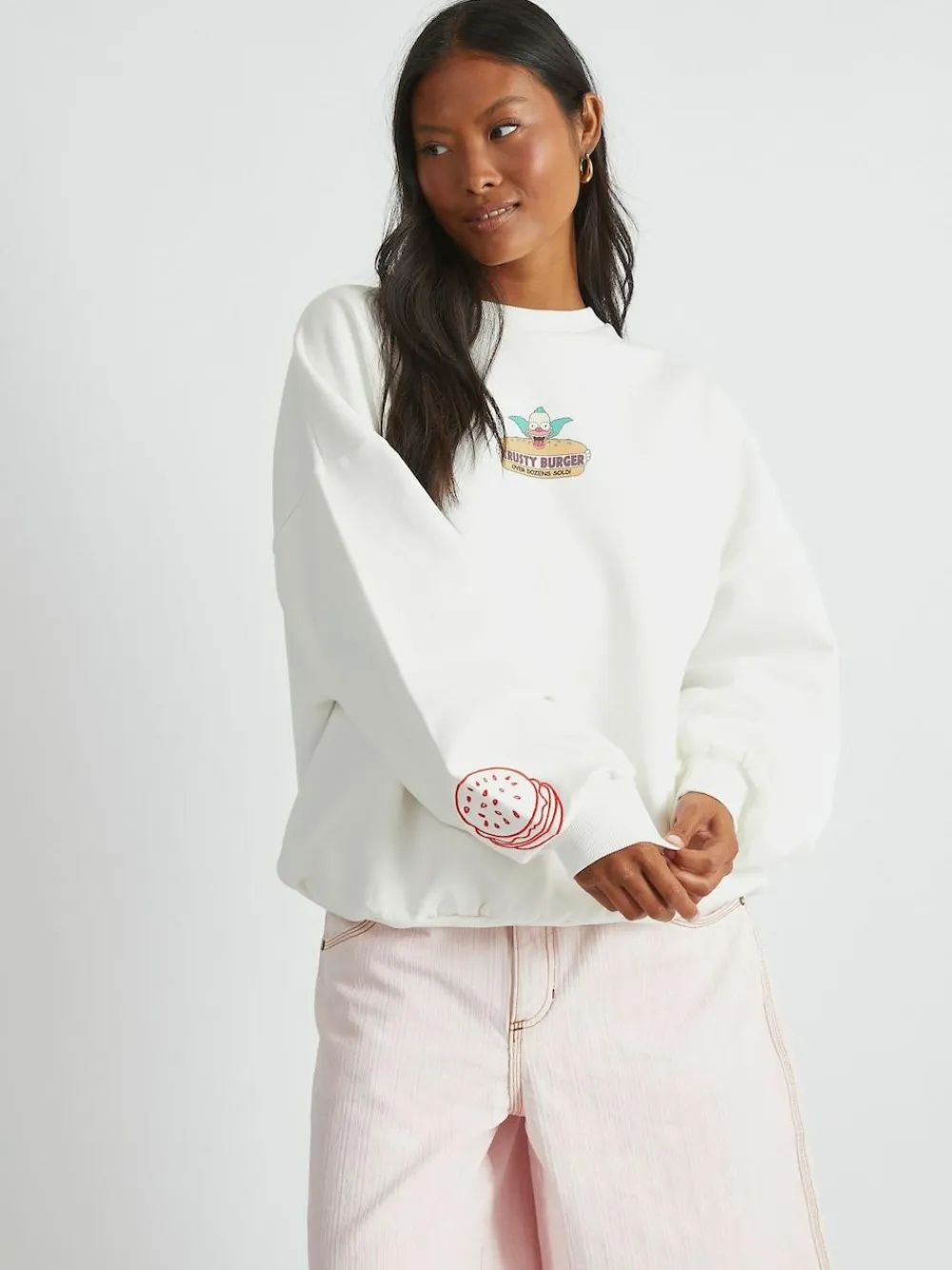Skinnydip White The Simpsons x Krusty Burger Sweatshirt^Women Hoodies & Sweatshirts