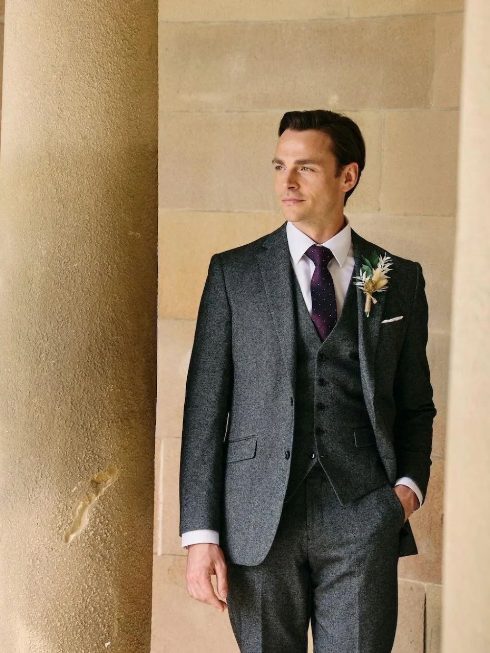 Clearance Skopes Fox Tailored Fit Textured Suit Jacket Grey