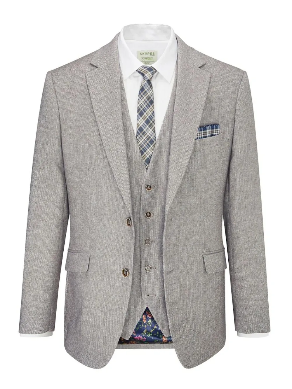 Sale Skopes Single Breasted Jude Tweed Tailored Fit Suit Jacket Grey