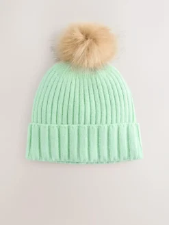 Online Next Spearmint Rib Knit Pom Hat