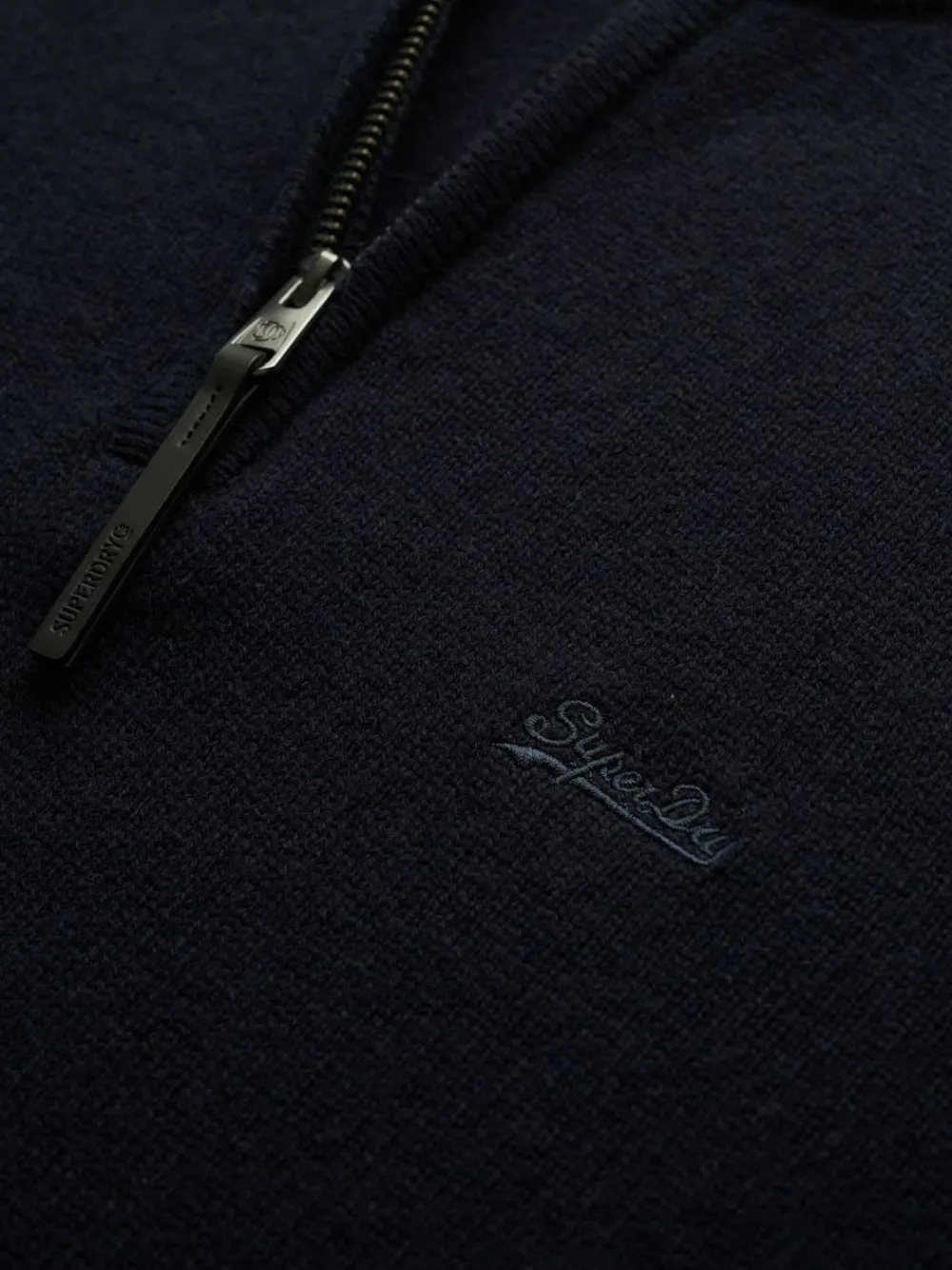 Clearance Superdry Blue Wool Blend Half Zip Jumper