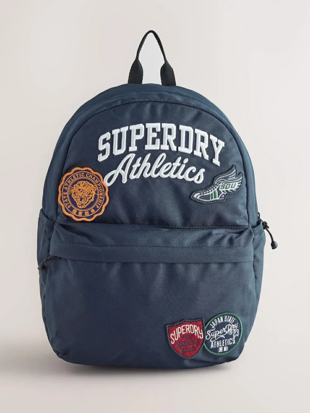 Hot Superdry Back to School Embroidered Varsity Badge Logo Backpack Navy