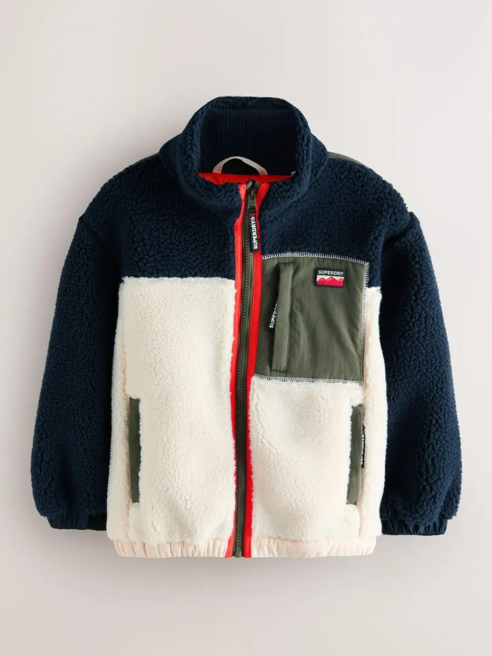 Clearance Superdry Navy Borg Zip Through Jacket