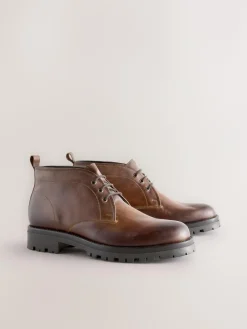 Outlet Next Chunky Leather Chukka Boots Tan Brown