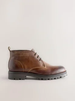 Outlet Next Chunky Leather Chukka Boots Tan Brown