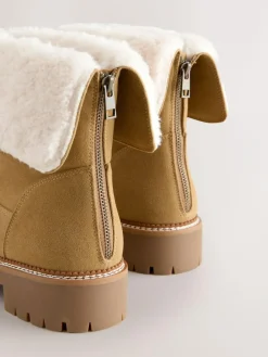 Next Forever Comfort® Faux Fur Cuff Ankle Boots Tan Brown
