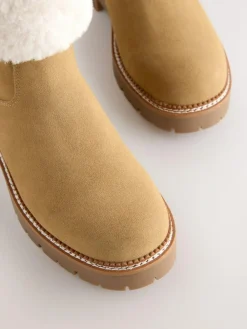 Next Forever Comfort® Faux Fur Cuff Ankle Boots Tan Brown