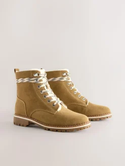 Discount Next Tan Brown Forever Comfort® Faux Fur Lined Lace-Up Boots