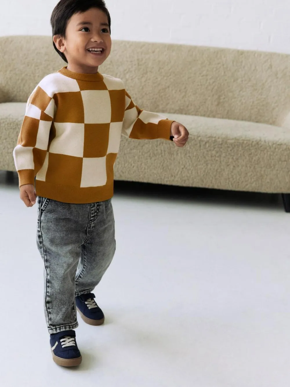 Sale Next Tan Brown Knitted Crew Neck Jumper (3mths-7yrs)