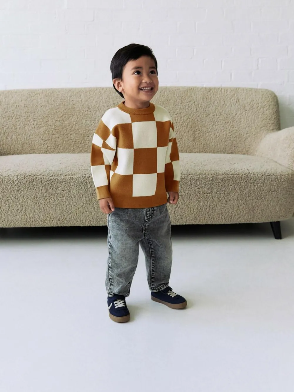 Sale Next Tan Brown Knitted Crew Neck Jumper (3mths-7yrs)