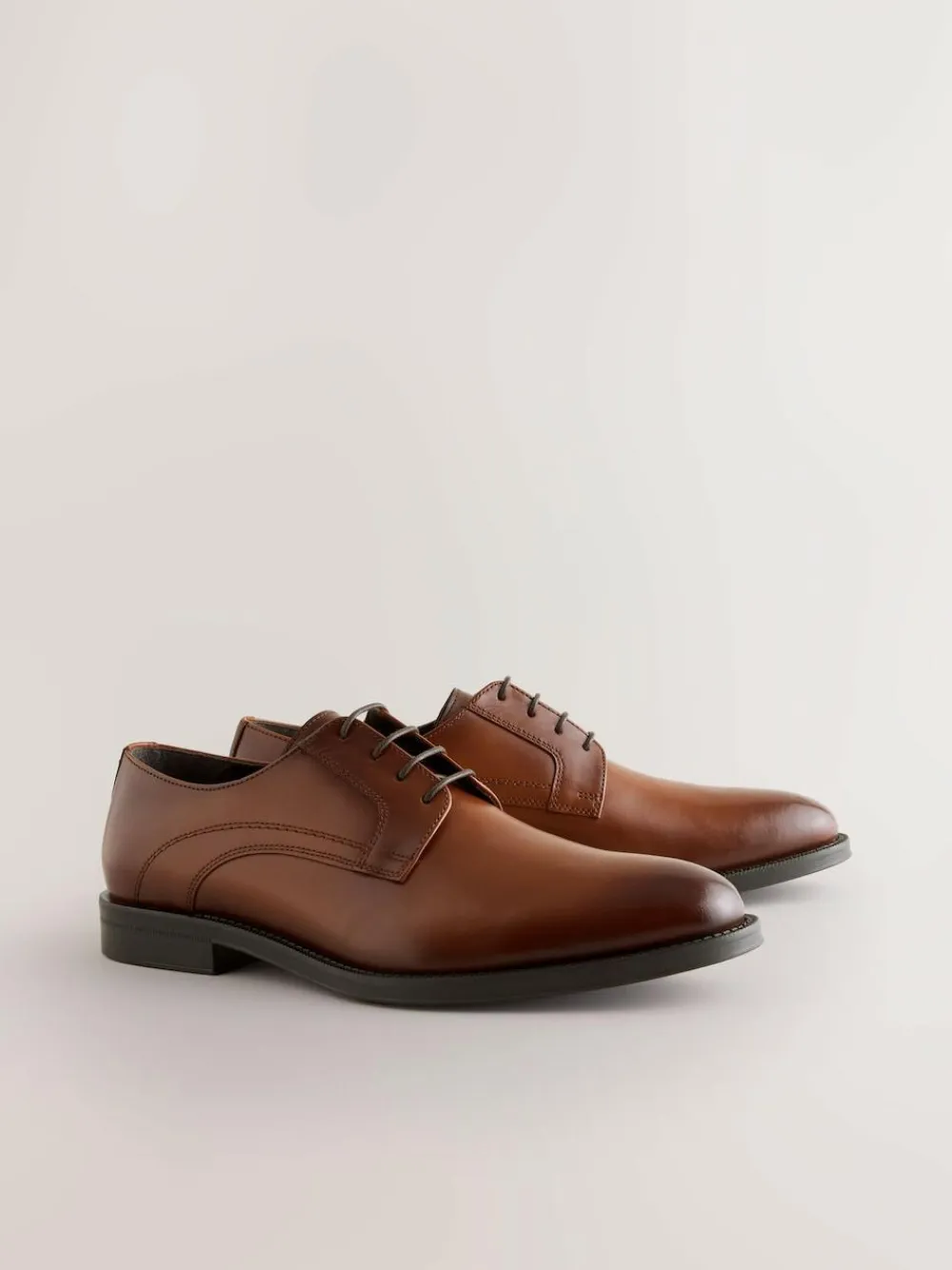 New Next Leather Derby Shoes Tan Brown
