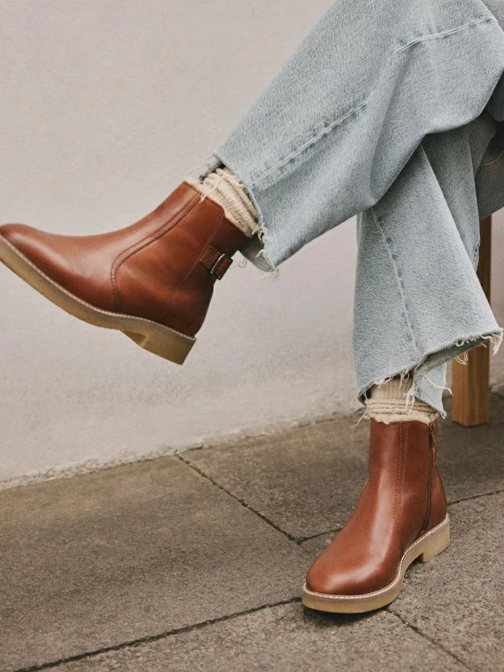 Next Forever Comfort® Faux Fur Lined Buckle Trim Ankle Boots^Women Wide Fit & Extra Wide Fit|Boots & Wellies