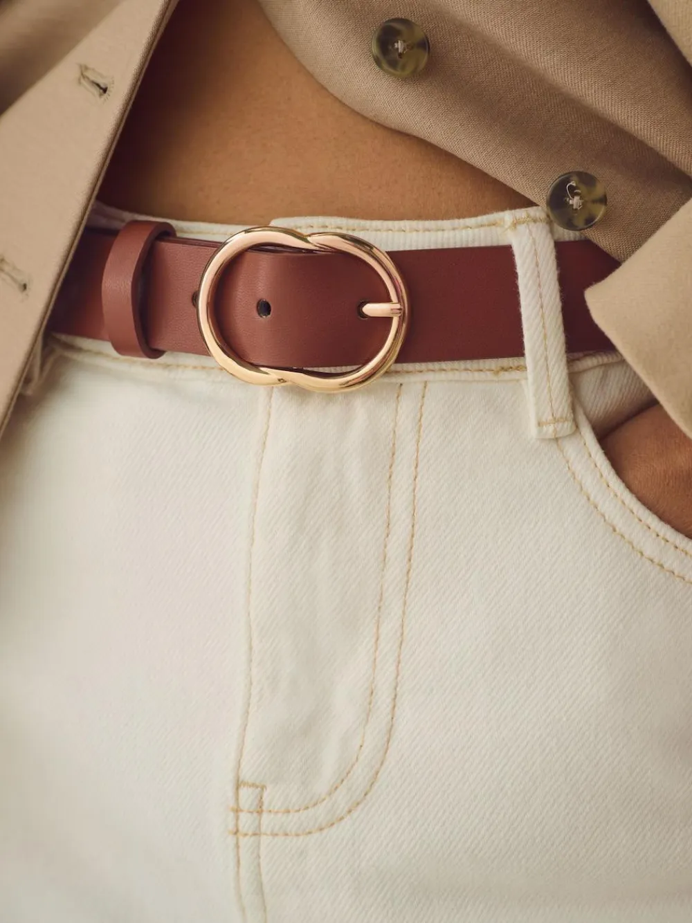 Best Next Tan Brown Regular PU Belt
