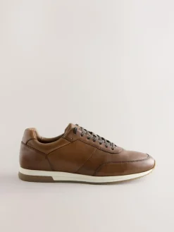 Next Tan Brown Smart Leather Trainers^ Shoes