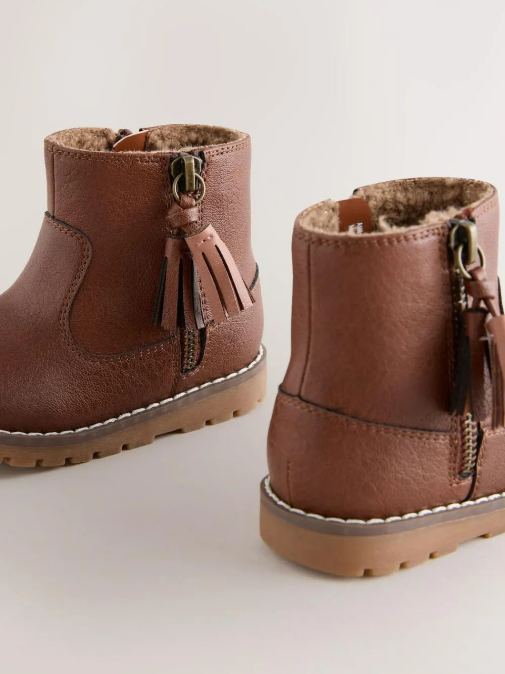 Next Tan Brown Standard Fit (F) Chelsea Zip Tassel Ankle Boots^ Boots|Baby Boots