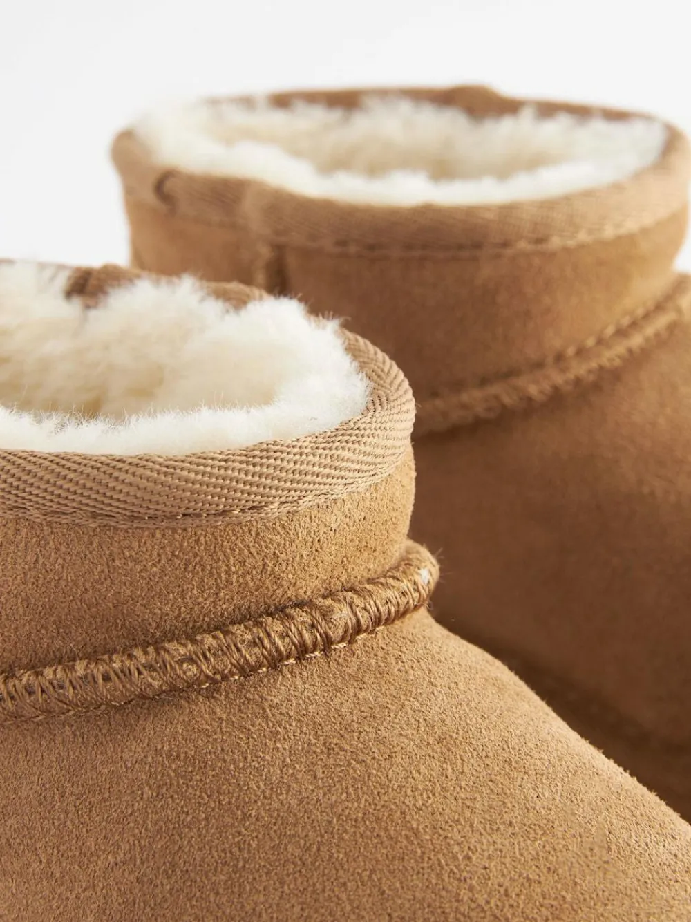 New Next Tan Brown Standard Fit (F) Flatform Mini Warm Lined Water Repellent Suede Pull-On Boots