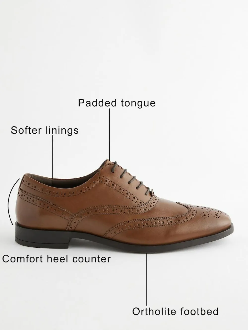 Next Standard Fit Leather Oxford Brogue Shoes^ Shoes