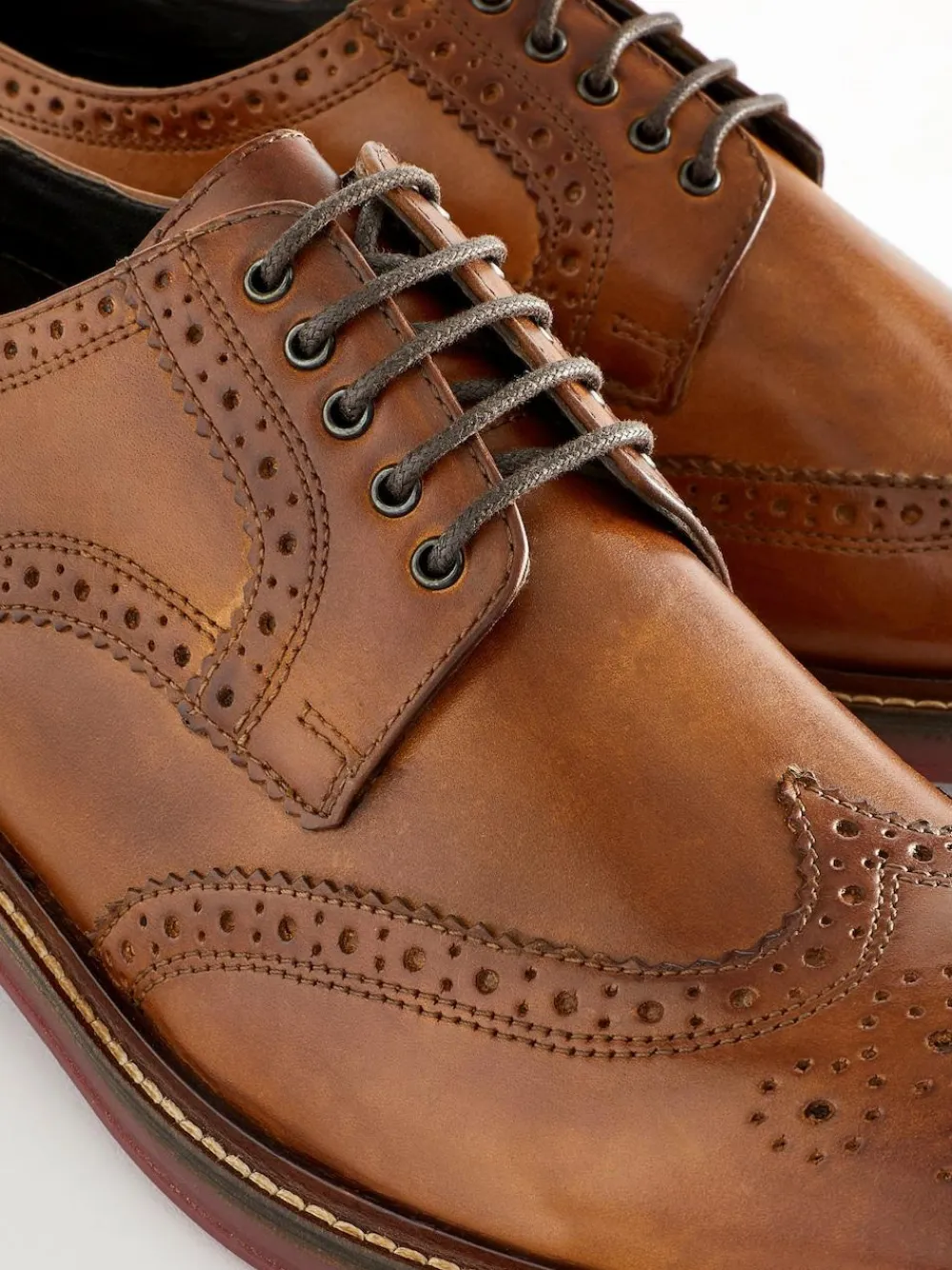 Next Standard Fit Leather Contrast Sole Chunky Brogues Shoes^ Shoes