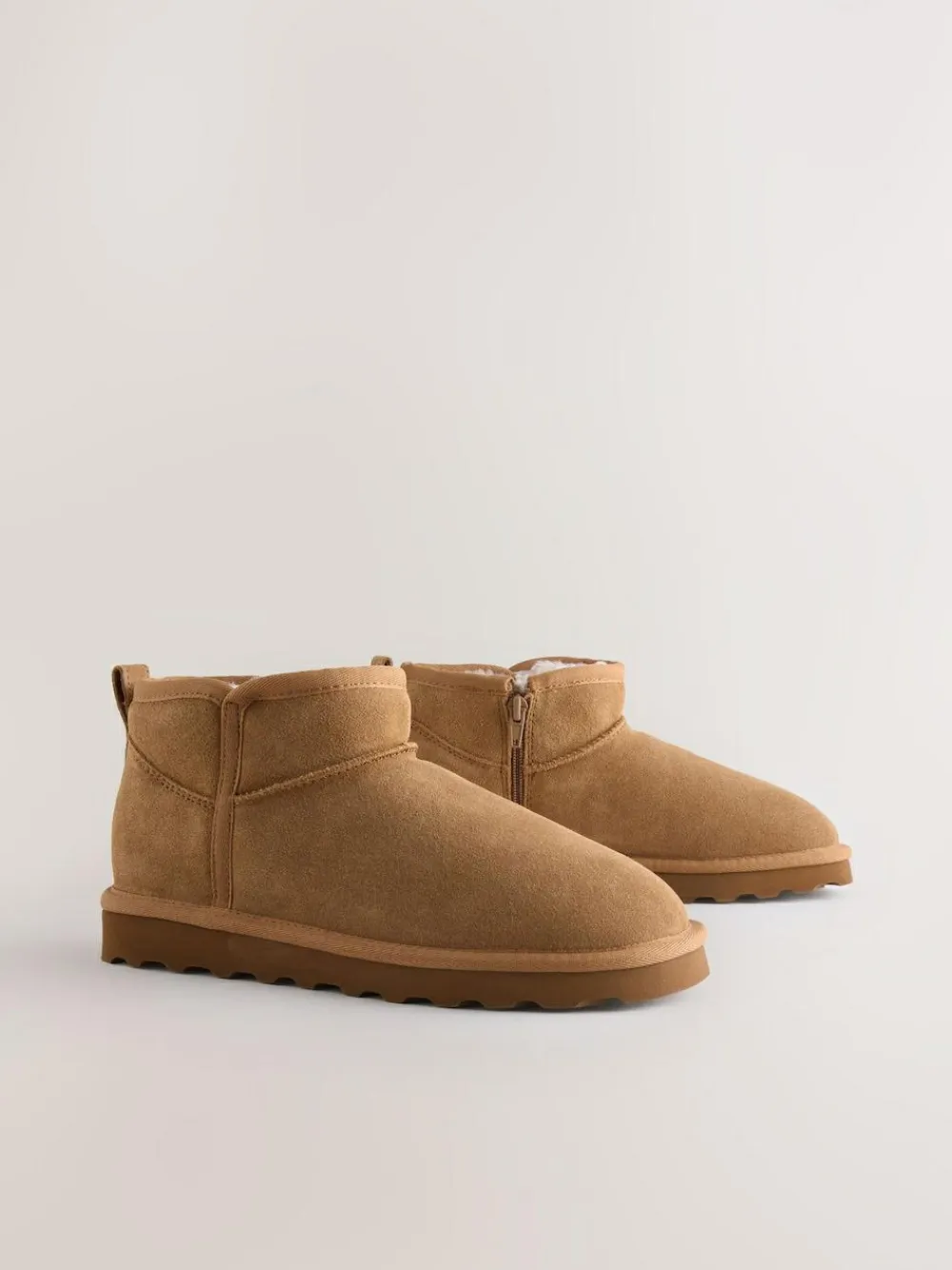 Outlet Next Extra Wide Fit Water Repellent Faux Fur Ankle Boots Tan Brown Suede