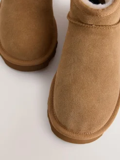 Outlet Next Extra Wide Fit Water Repellent Faux Fur Ankle Boots Tan Brown Suede